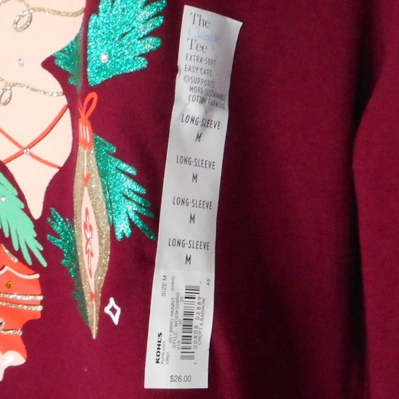 Croft Barrow Top M Red Long Sleeve Christmas Ornaments Rhinestones WC23K028RG - Picture 8 of 9